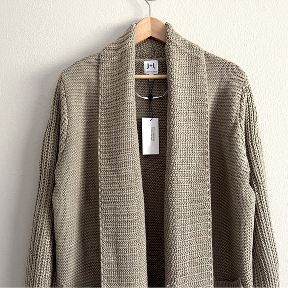 NWT John & Jenn Midi Knit Open Front Cardigan in Taupe / Mink color, size L - Picture 7 of 8